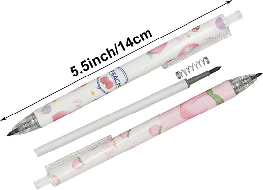 Maydahui 12Pcs 0.5mm Pink Peach Eternal Pencils Fruit Mechanical Pencil