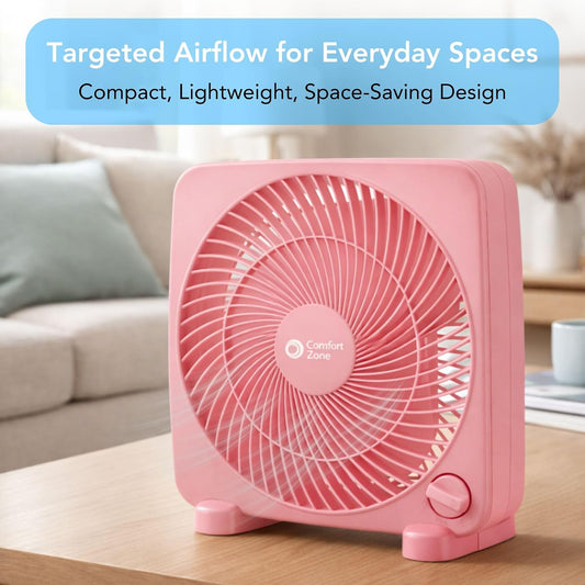 9-inch Portable Box Fan, Pink