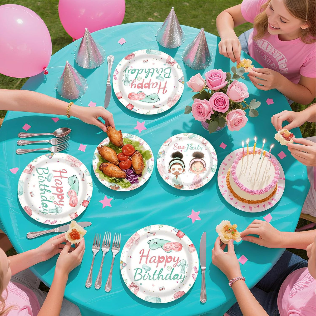 96 Pcs Spa Birthday Party Decorations for Girls, Serves 24