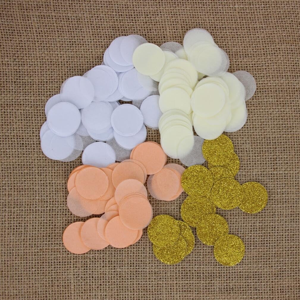 Peach Gold Glitter Paper Confetti for Engagement Party Bridal Shower Wedding Reception Table Decoration 1 Inch Pack of 1.5 oz