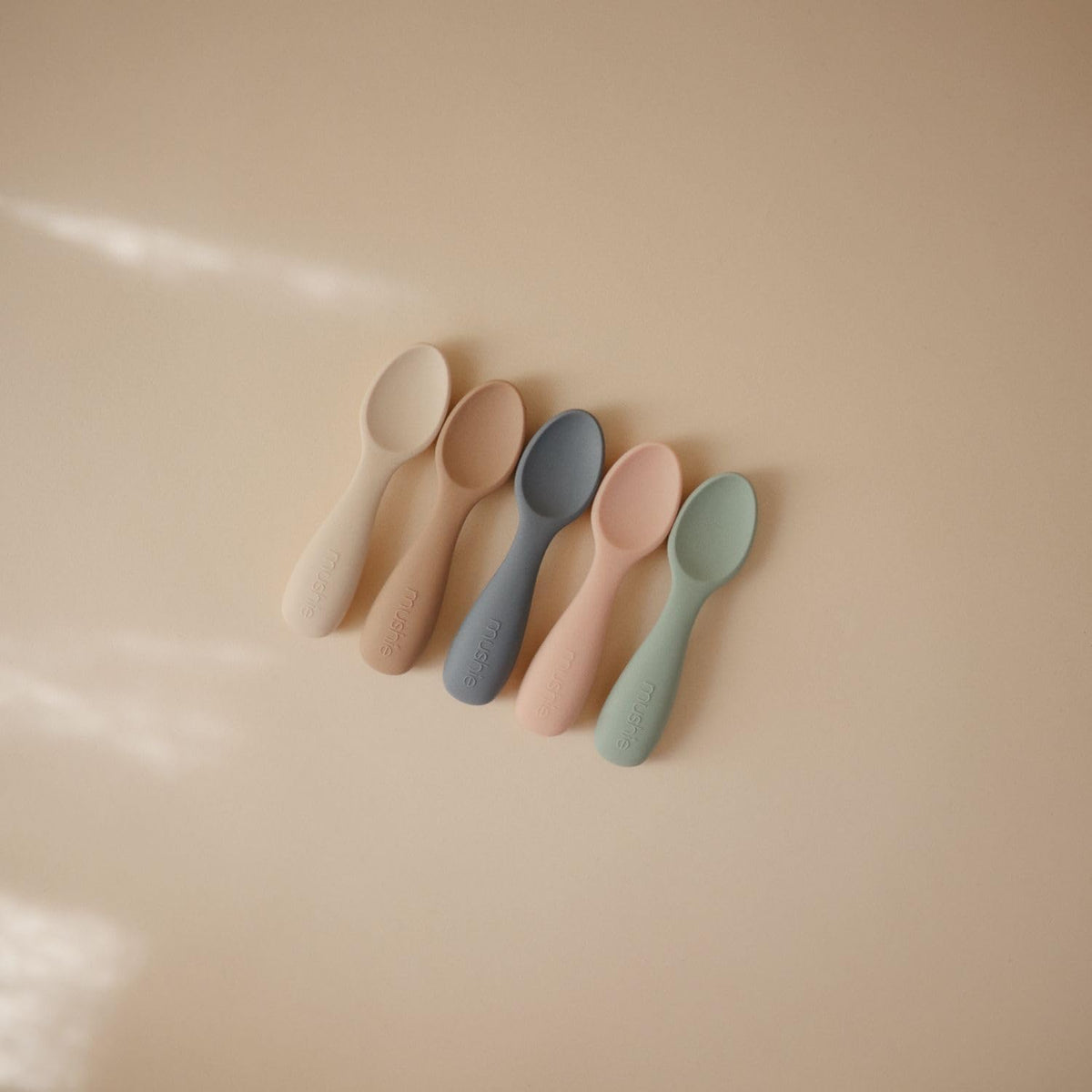 Silicone Toddler Starter Spoons | 2 Pack (Blush/Shifting Sand)