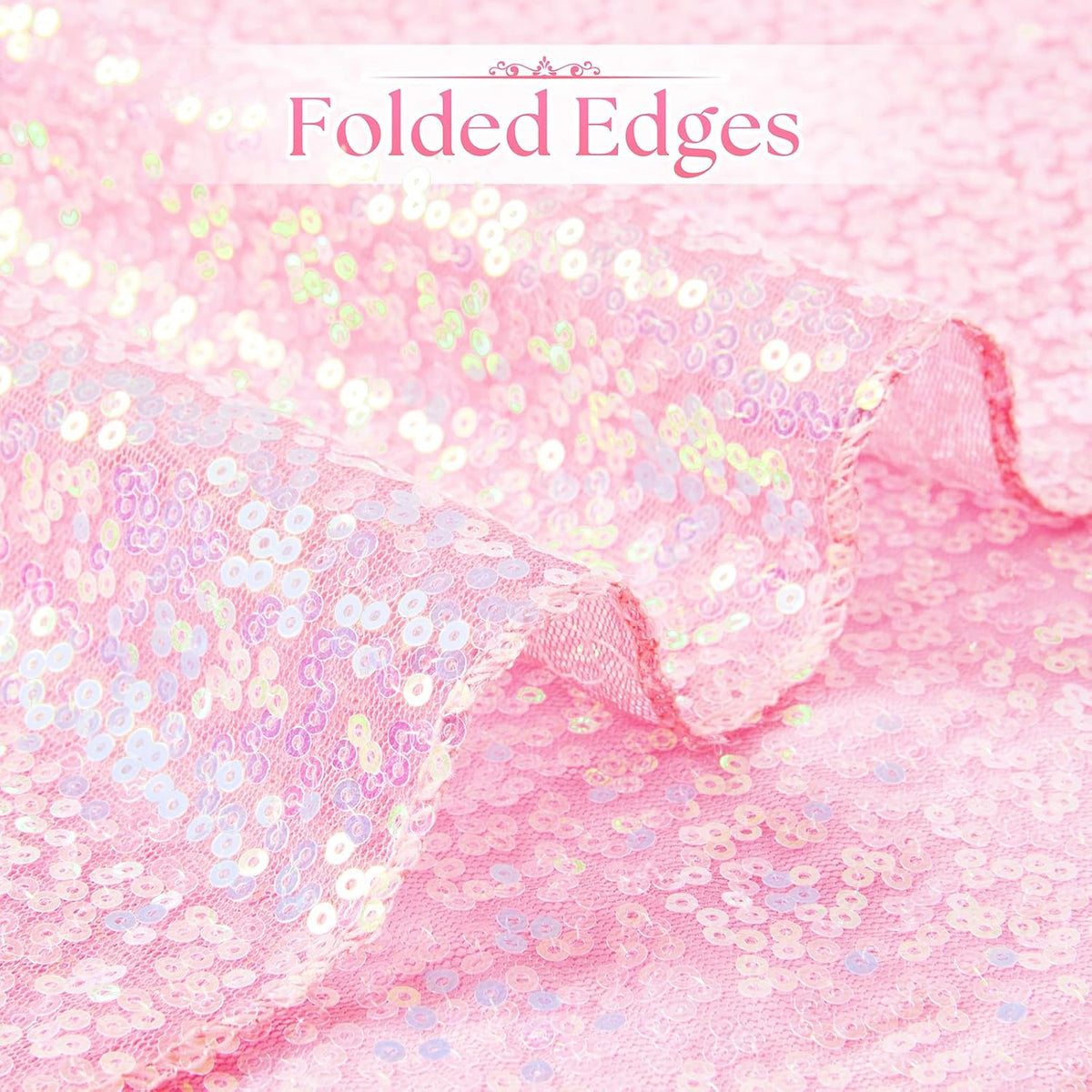 2 Pack Light Pink Sequin Table Runner 12" x 72"