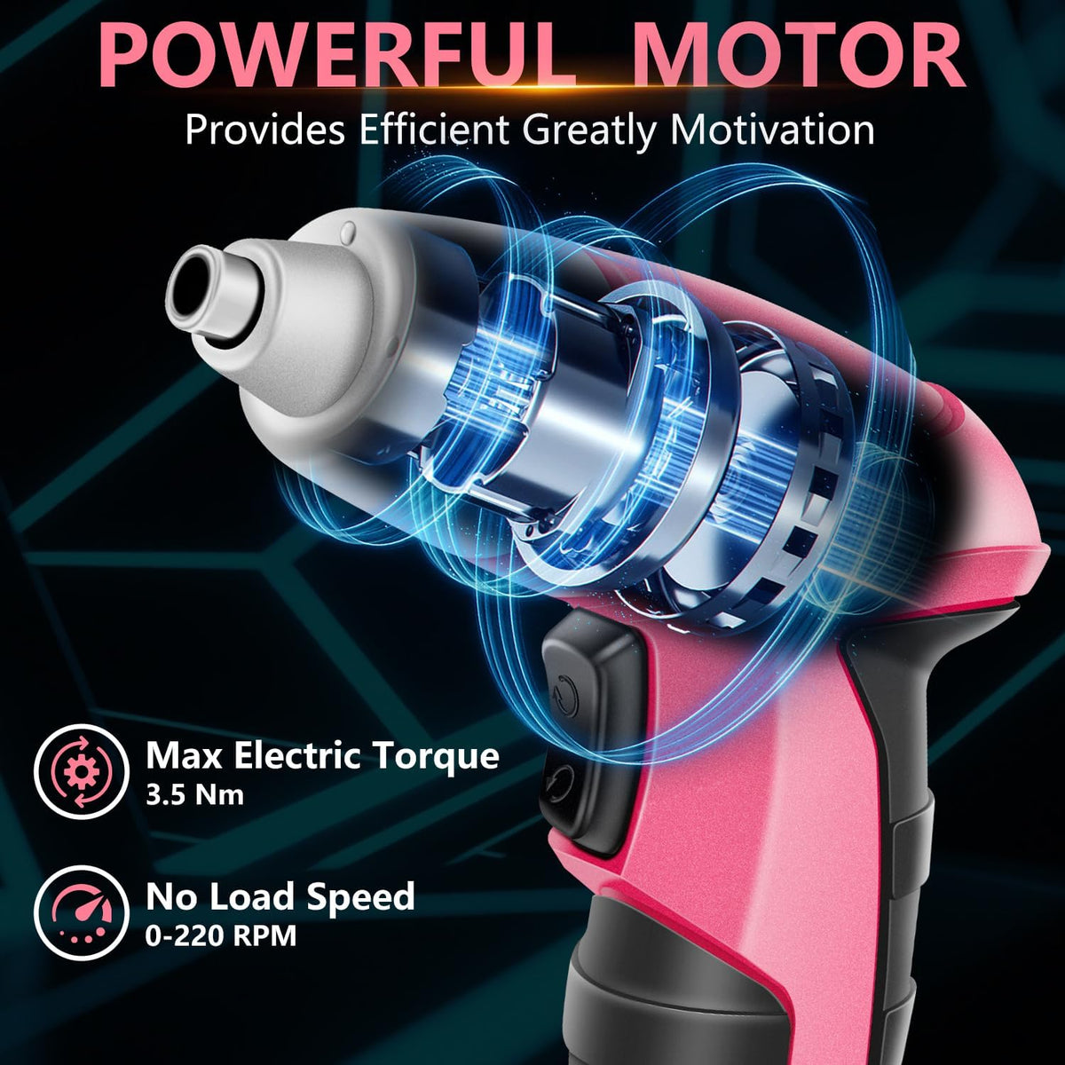 Pink 3.6V USB Cordless Electric Screwdriver & Household Tool Kit