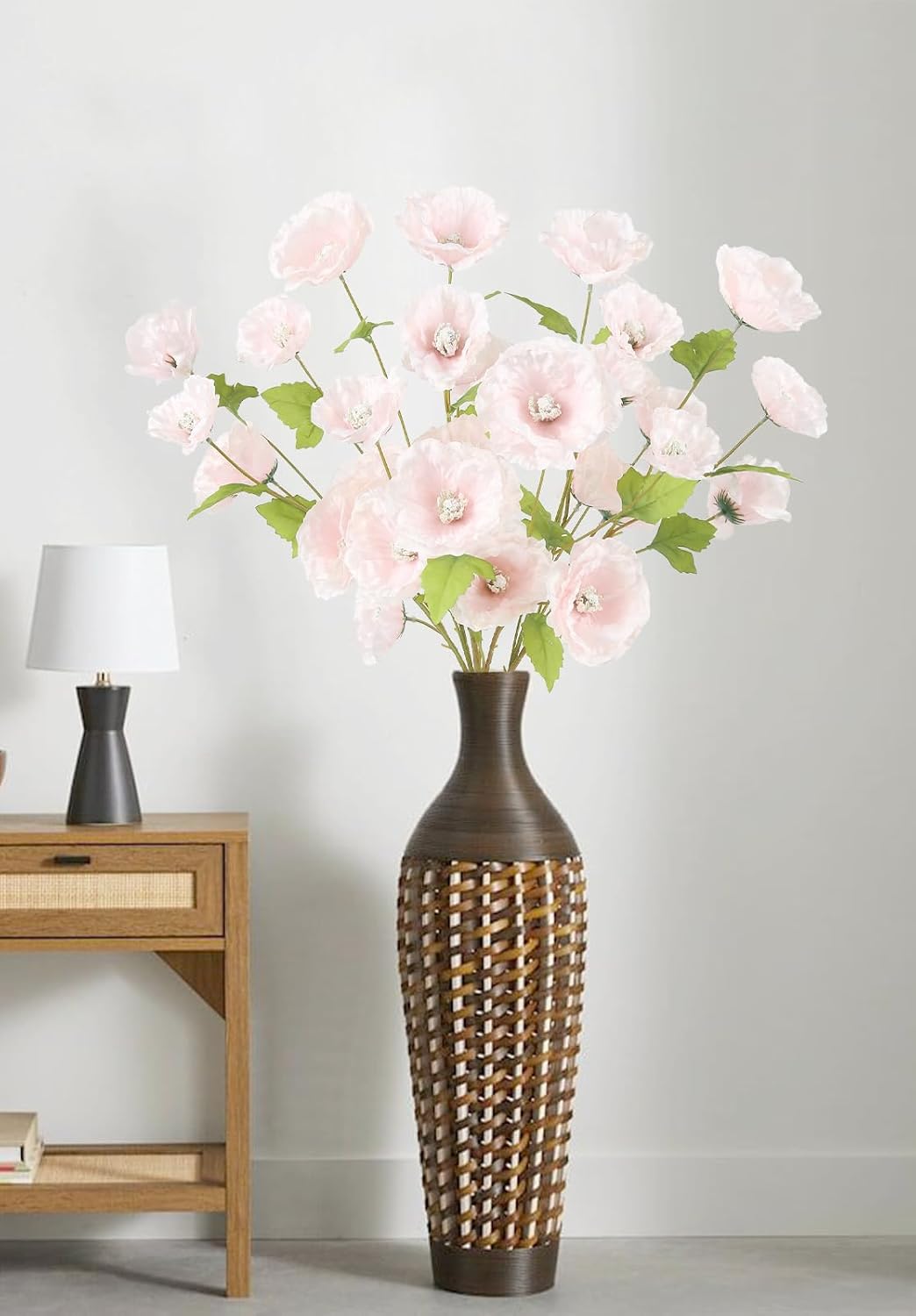 Poppies Flowers Artificial Silk Flowers 32in 6PCS Artificial Poppies Pink Flowers for Wedding Home Party Table Centerpiece Arrangement Decoration (Pink)