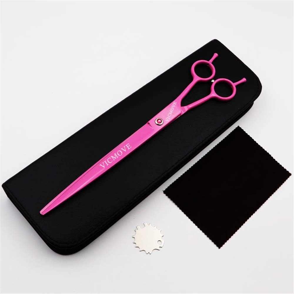 9" Professional Pet Dog Grooming Scissors Suit Cutting&Straight&Curved Shears Kit (9 Inch, Pink)