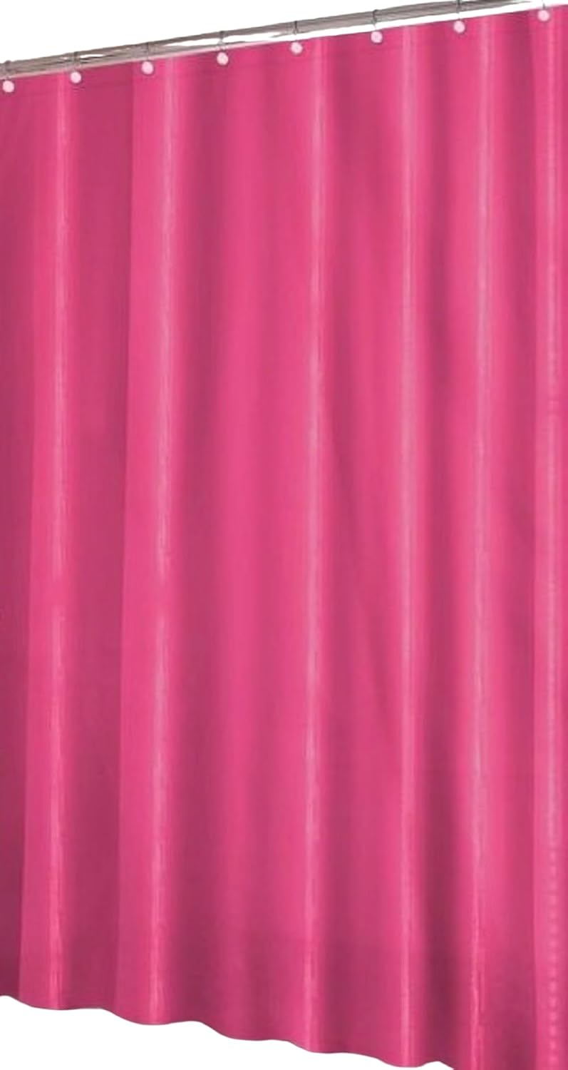 inc. Essentials Bathroom Magnetized Shower Curtain Liner with Metal Grommets Waterproof (Neon Pink)