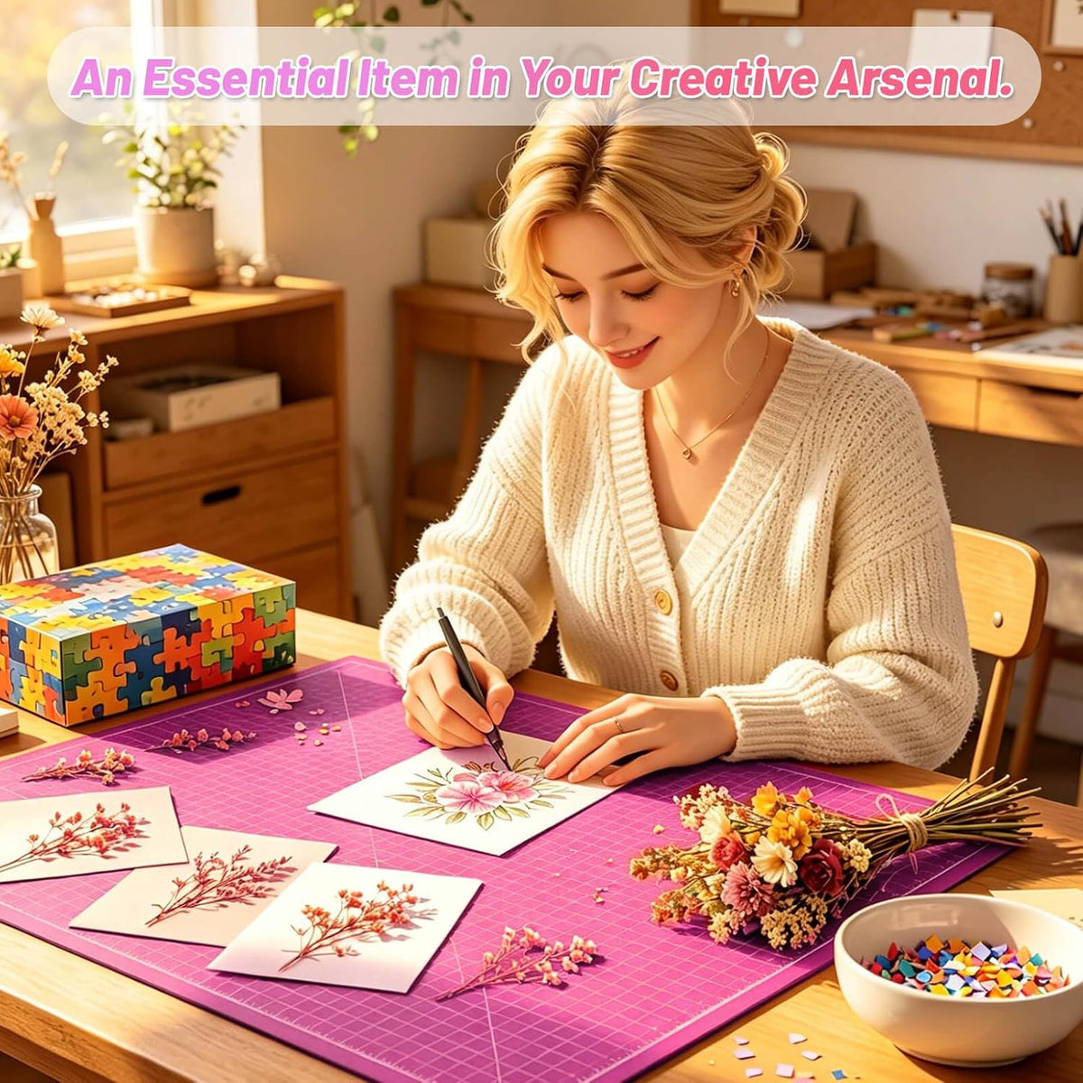 Self Healing Cutting Mat for Rotary Cutting, 17.8" x 11.9", Pink