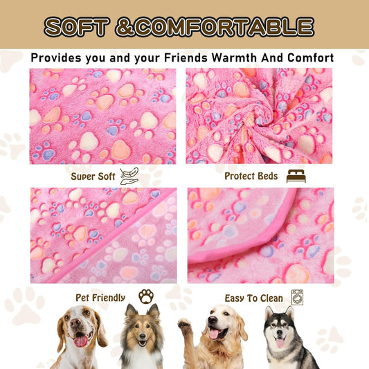 Upgraded Flannel Blankets for Large Dogs & Cats, Pink 50" x 40"