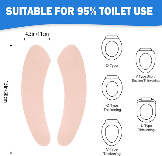 Thin and Warm Toilet Seat Cover Pad – Self-Adhesive, Adjustable and Cut-to-Fit, Comfortable and Easy to Clean, Perfect for Home Bathrooms (Pink)