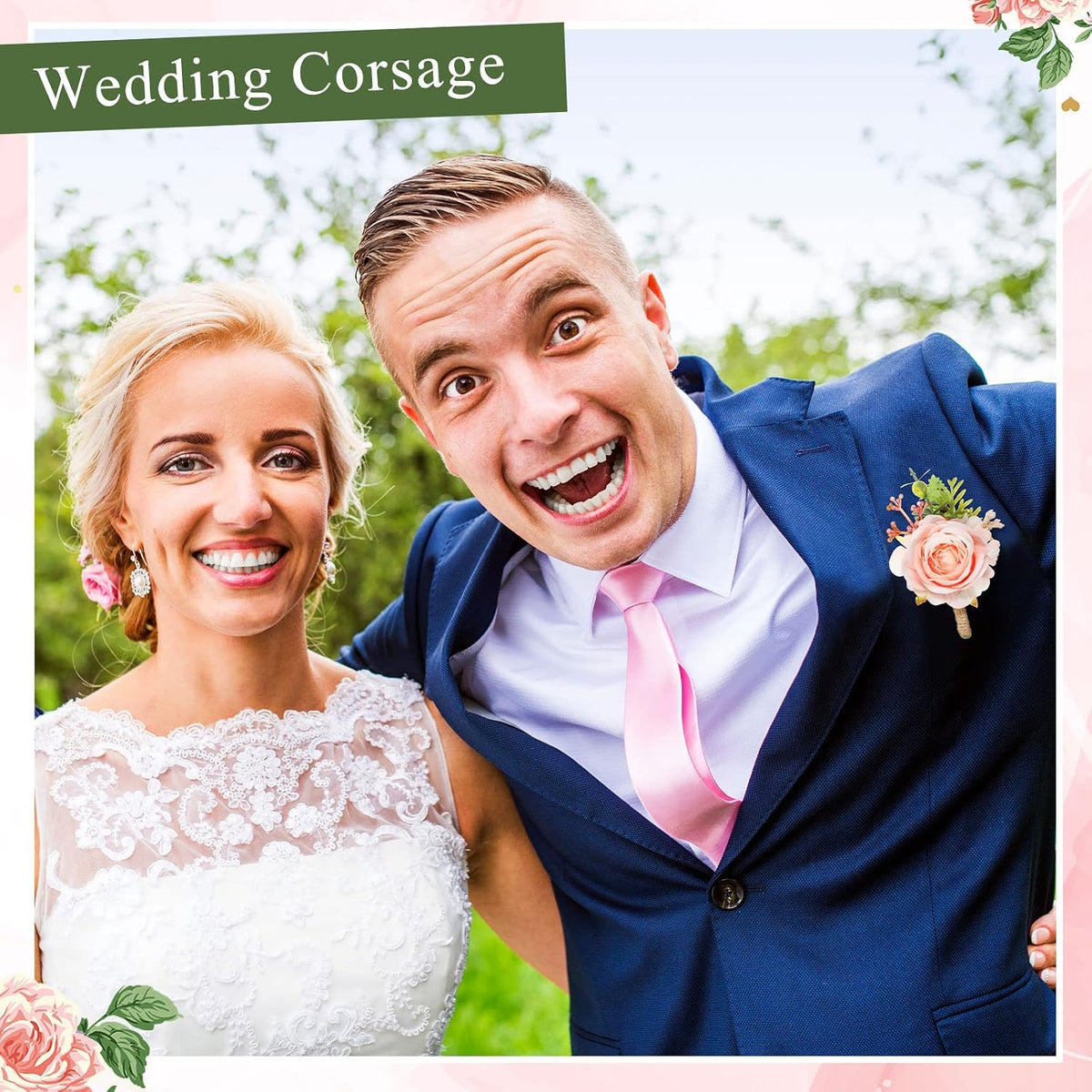 36 Pcs Rose Boutonnieres for Men Wedding, Pink