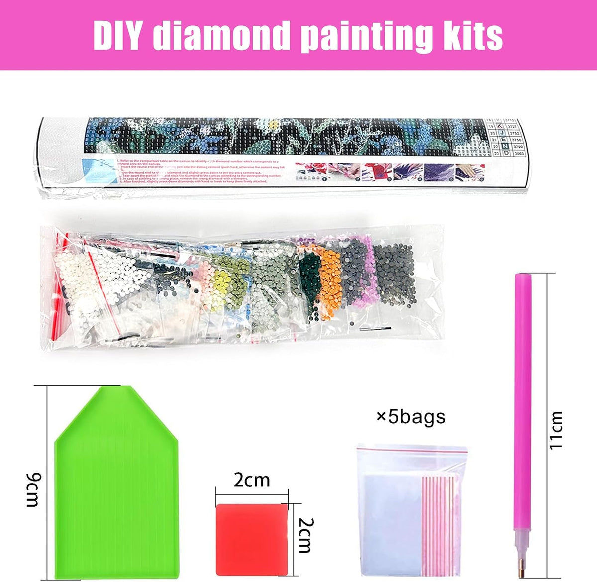 4Pack Pink Diamond Art Kits for Adults, Diamond Painting for Beginner5DDIY