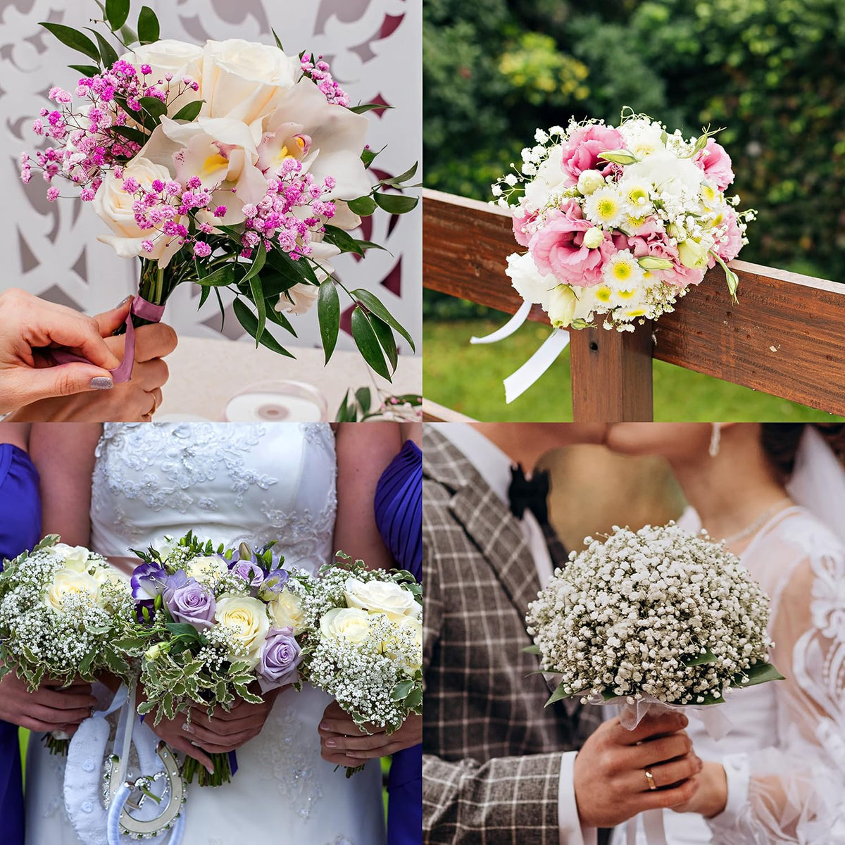 Preserved Baby's Breath 3 Bunches, 100% Natrual Fresh Gypsophila Long Lasting Flowers for Vase Arrangements Home Decoration Photo Props Parties and Weddings, DIY Décor-Pink