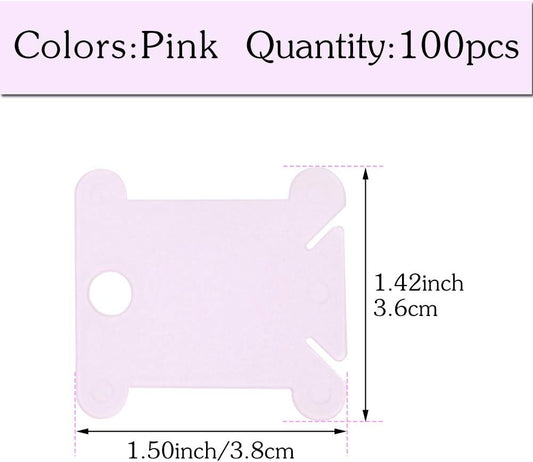 100 Pcs Plastic Floss Bobbin, Embroidery Floss Bobbins, Cross Stitch Embroidery Cotton Thread Embroidery Floss Thread Craft, Pink Embroidery Thread Organize for DIY Sewing Craft