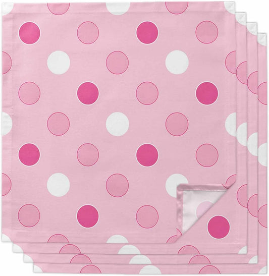 Pastel Pink Polka Dots Cloth Napkins Set of 4 Modern Minimalist Geometric Circles Spots Napkins Cloth Washable Reusable Soft Napkin for Birthday Party Wedding Dining Table Decorations 20x20 Inch