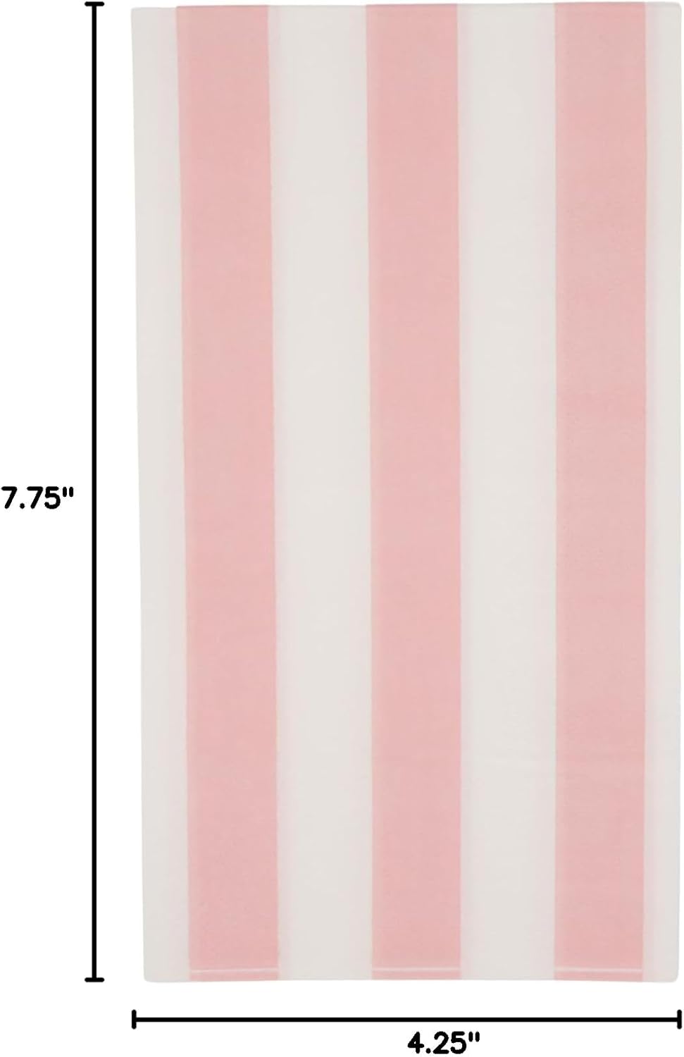 Bonjour Fete Light Pink Cabana Stripe Paper Guest Towels | Disposable, 3-Ply Napkins | Premium Party Supplies & Decor | Holidays, Kids Themed Birthday Parties, Princess | Pack of 20, 4.25" x 7.75"