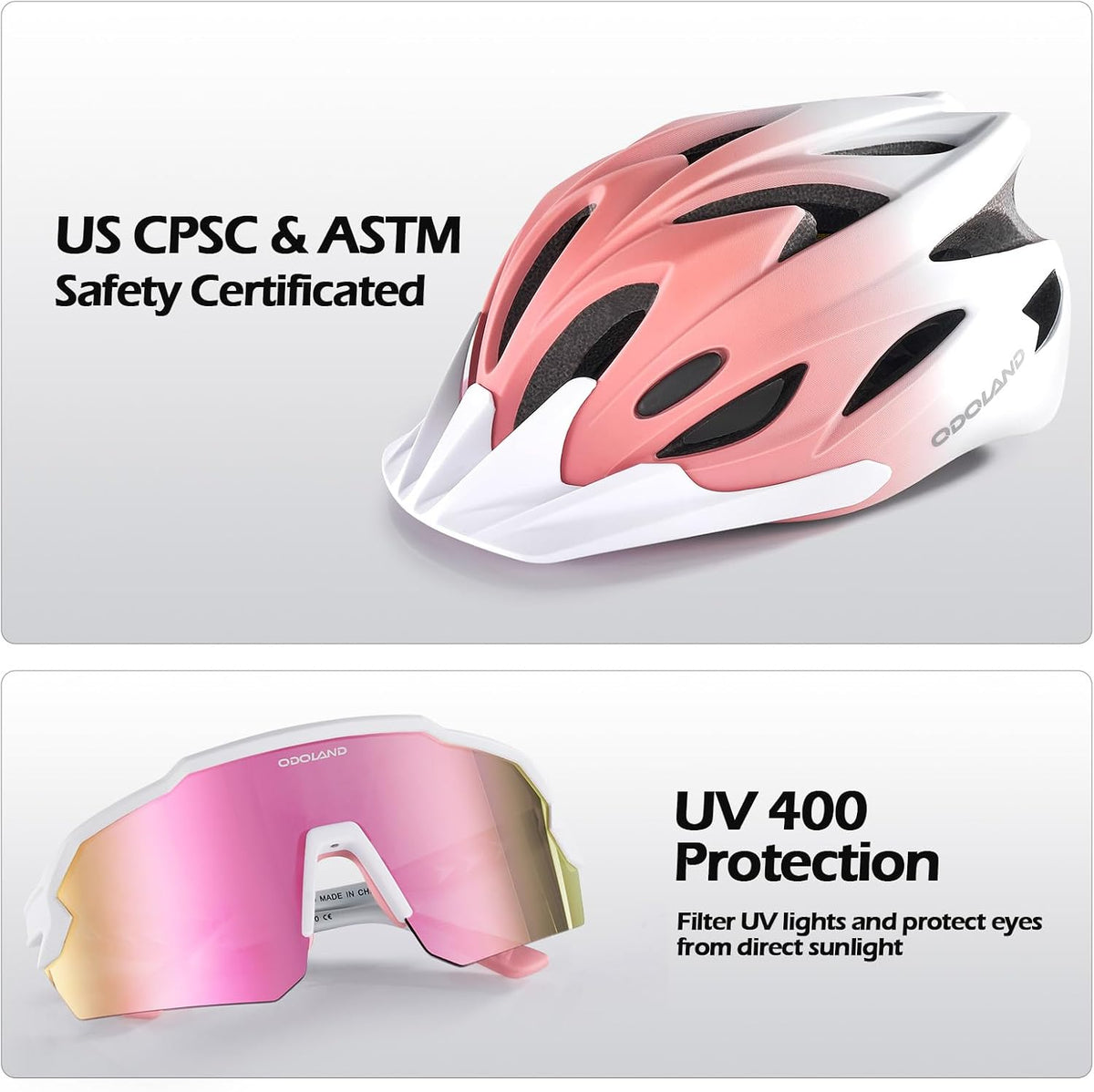 Adult Bike Helmet with Cycling Sunglasses Set for Men & Women