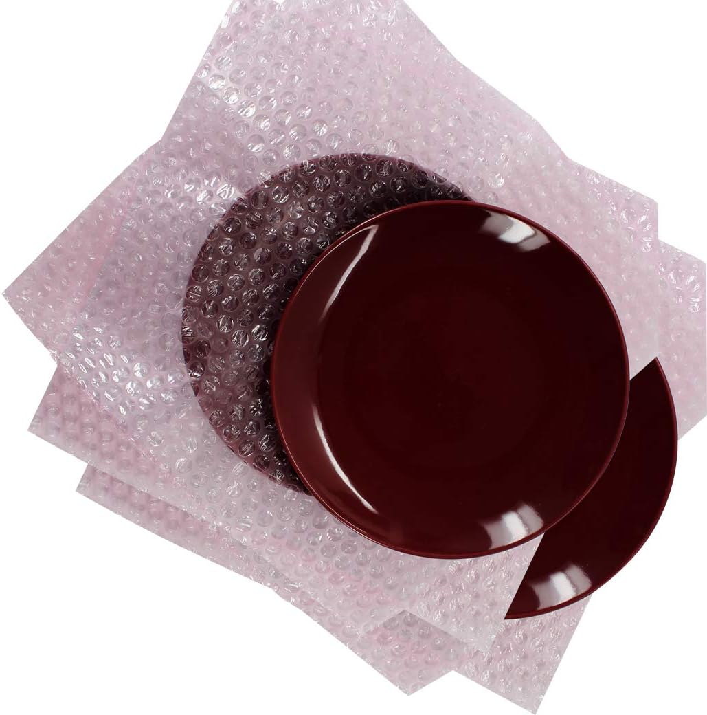 100 ft Anti-static Small Bubble Perforated Every 12” Cushioning Wrap for Moving & Shipping Bubble Packing Wrap for Extra Protection Clear Bubble Roll Moving Supplies (Pink)