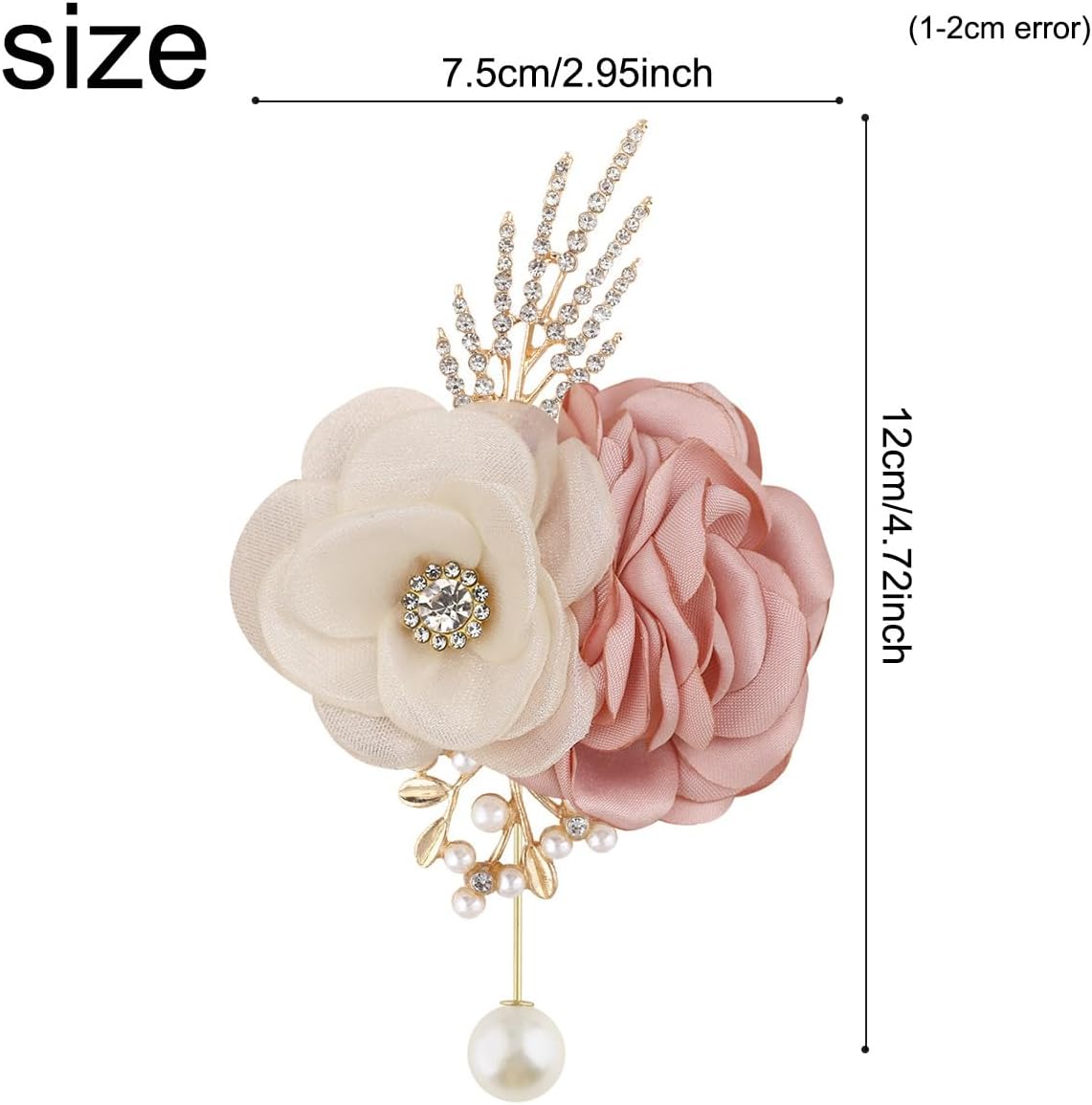 Satin Rose Corsage and Boutonniere Set for Bride Groom Bridesmaids Groomsmen Wedding Homecoming Flowers Prom Party Suit Accessories (Pink)