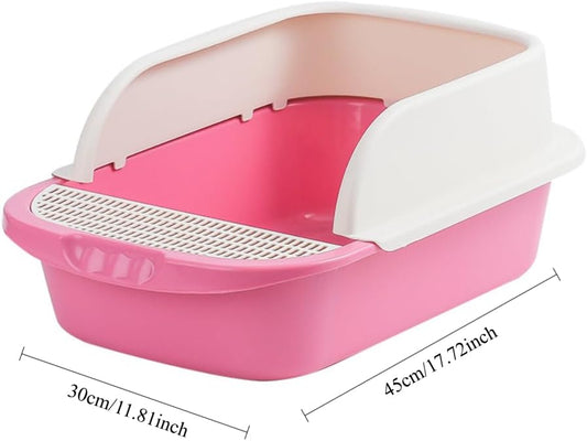 Open Top Cat Litter Box - Easy Clean Cat Toilet for Kittens & Adult Cats, Household Pet Supplies(Pink)