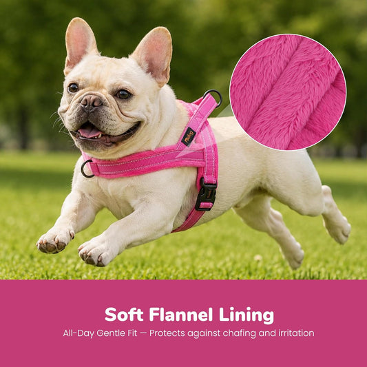 No Pull Dog Harness with Soft Flannel Padded,Reflective & Quick Fit Light Weight Dog Strap Vest Harness,Easy for Walking Training for Small & Medium and Large Dogs(Pink,S)