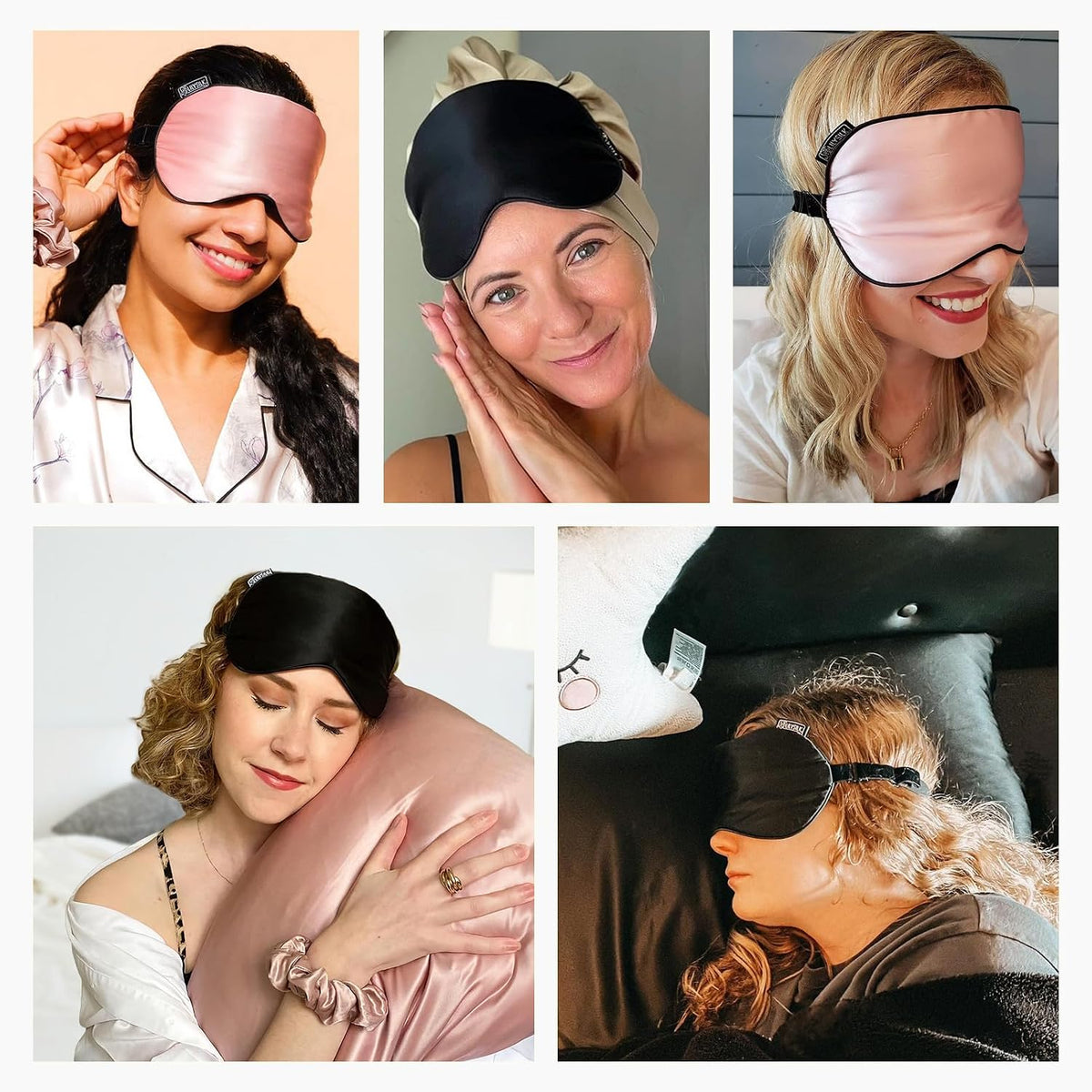 LILYSILK 100% Silk Sleep Mask-Blindfold with Elastic Strap 2 Pack with Ear Plugs, Soft and Comfortable Night Eye Mask for Men Women, Eye Blinder for Travel/Sleeping/Shift Work, Black+ Pink