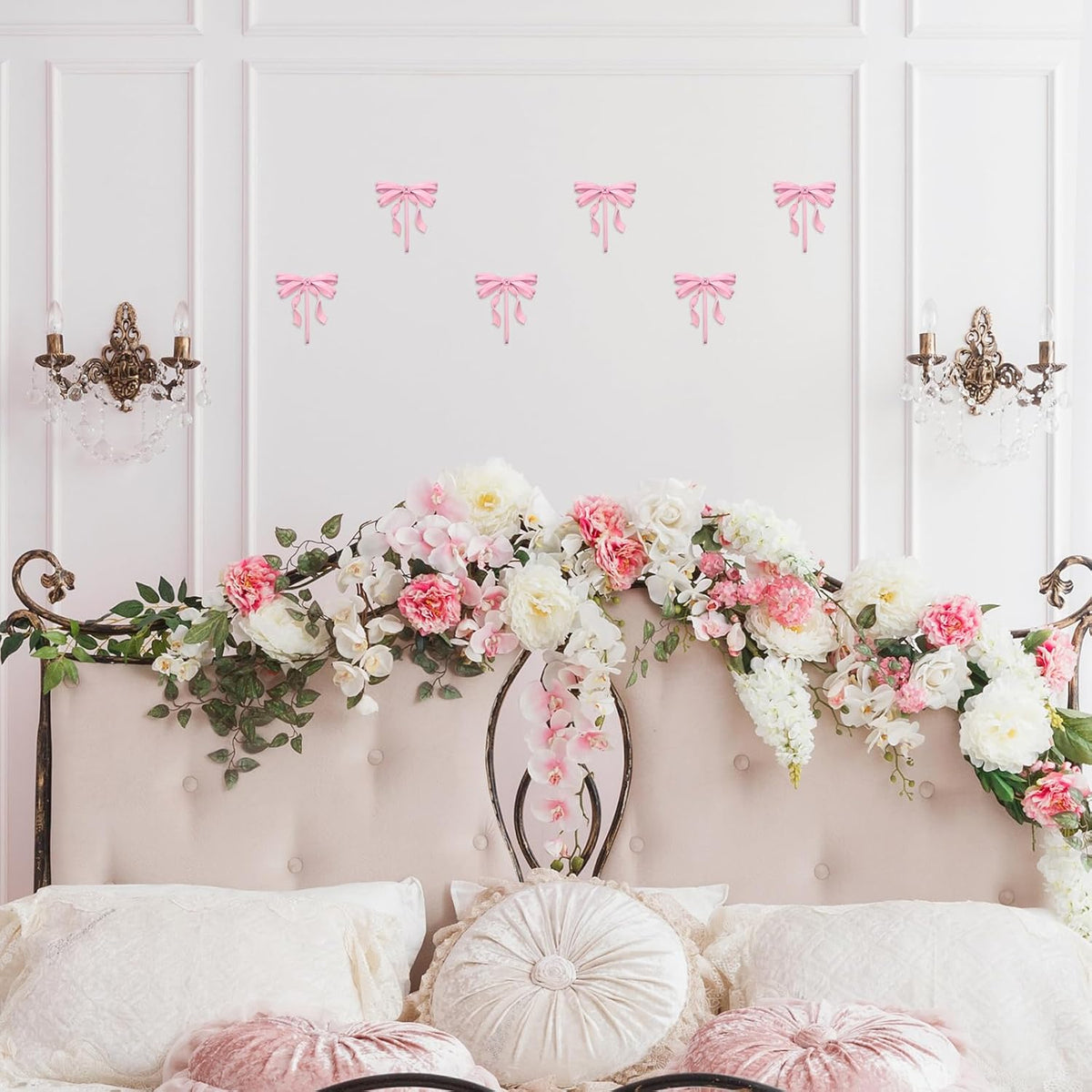 6 Pcs Pink Bow Wall Hooks Metal Decorative Bow Knot Door Hanger Coquette Wall Mount Hook for Coat Hat Towel Bathroom Kitchen Living Room Home Decor