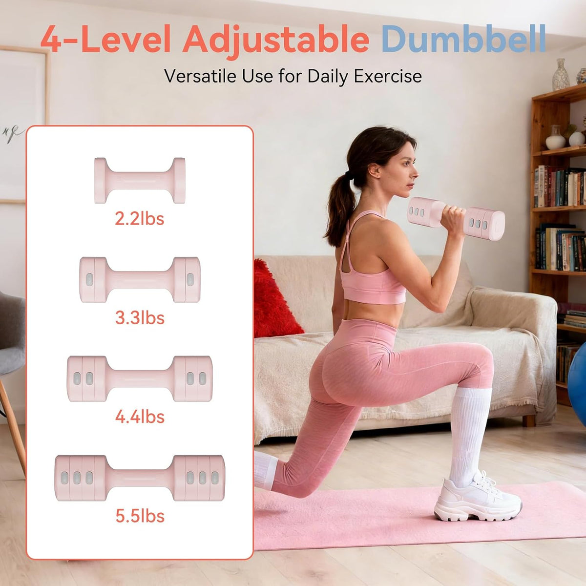 4‑in‑1 Adjustable Kettlebell Dumbbell Set 12 LBS Home Gym Weights for Women