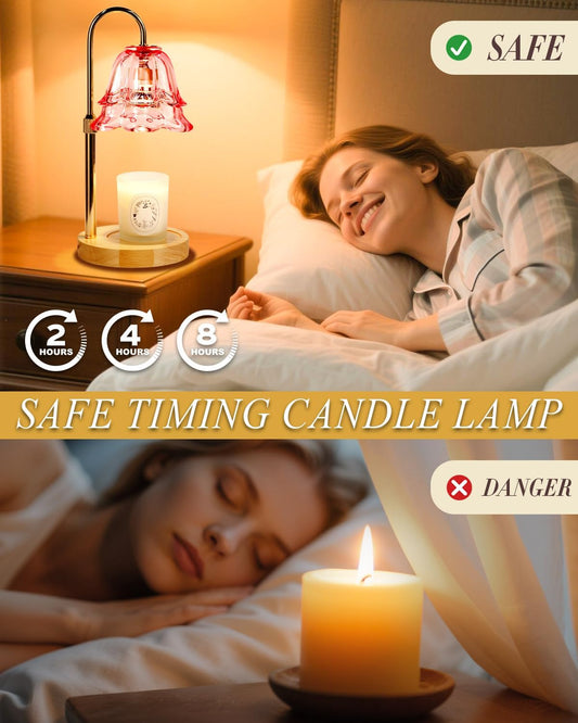 Pink Candle Warmer Lamp with Timer Dimmable, Christmas Birthday Gifts for Women Mom, Flower Candle Lamp with 2 Bulbs for Jar Candles, Lamp Candle Warmer, House Warming Gift for Bedroom