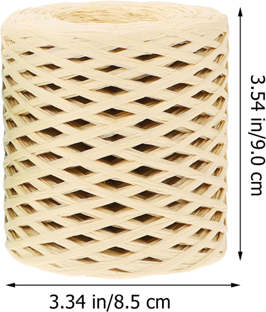 4 Rolls Raffia Ribbon Wrapping Supply Set with Natural Colors (, Grass Green, Oat, Peach) for Holiday DIY Crafts and Present Packing