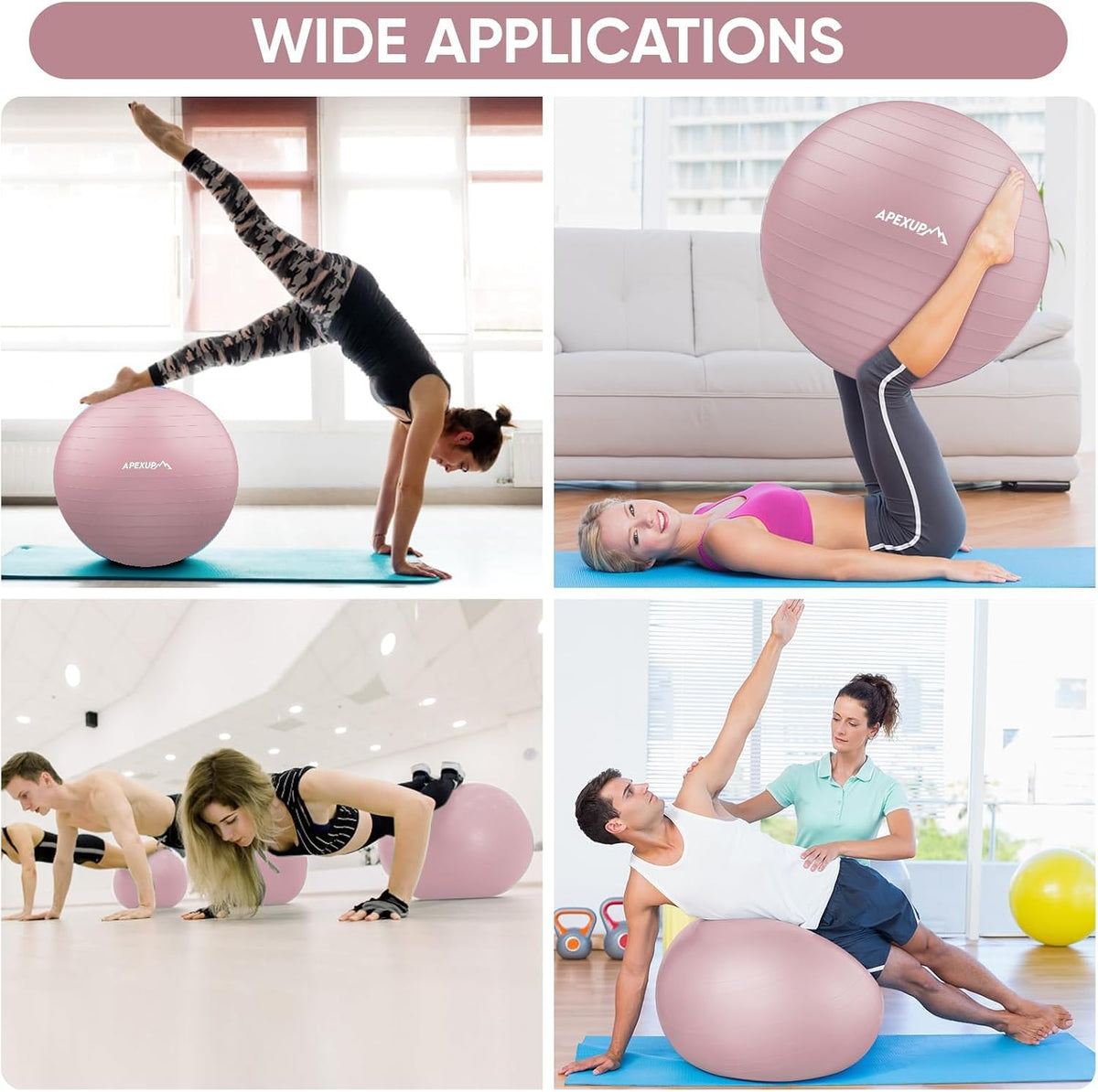Yoga Ball, 660 lbs Anti-Burst Exercise Ball with Pump, 5 Sizes