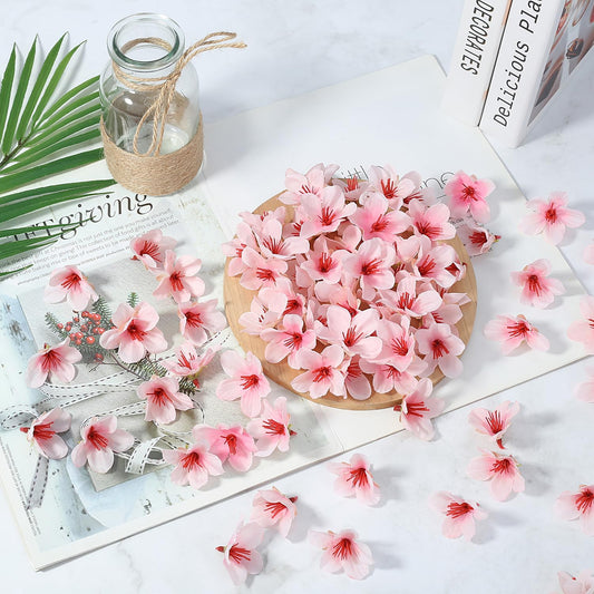 SITUMEIZI 100 Pcs Mini Pink Cherry Blossom Flowers Head Artificial Small Cherry Blossom Head Fake Mini Flowers for Home DIY Flower Wall Mother's Day Party Birthday Decor 1.6 inches