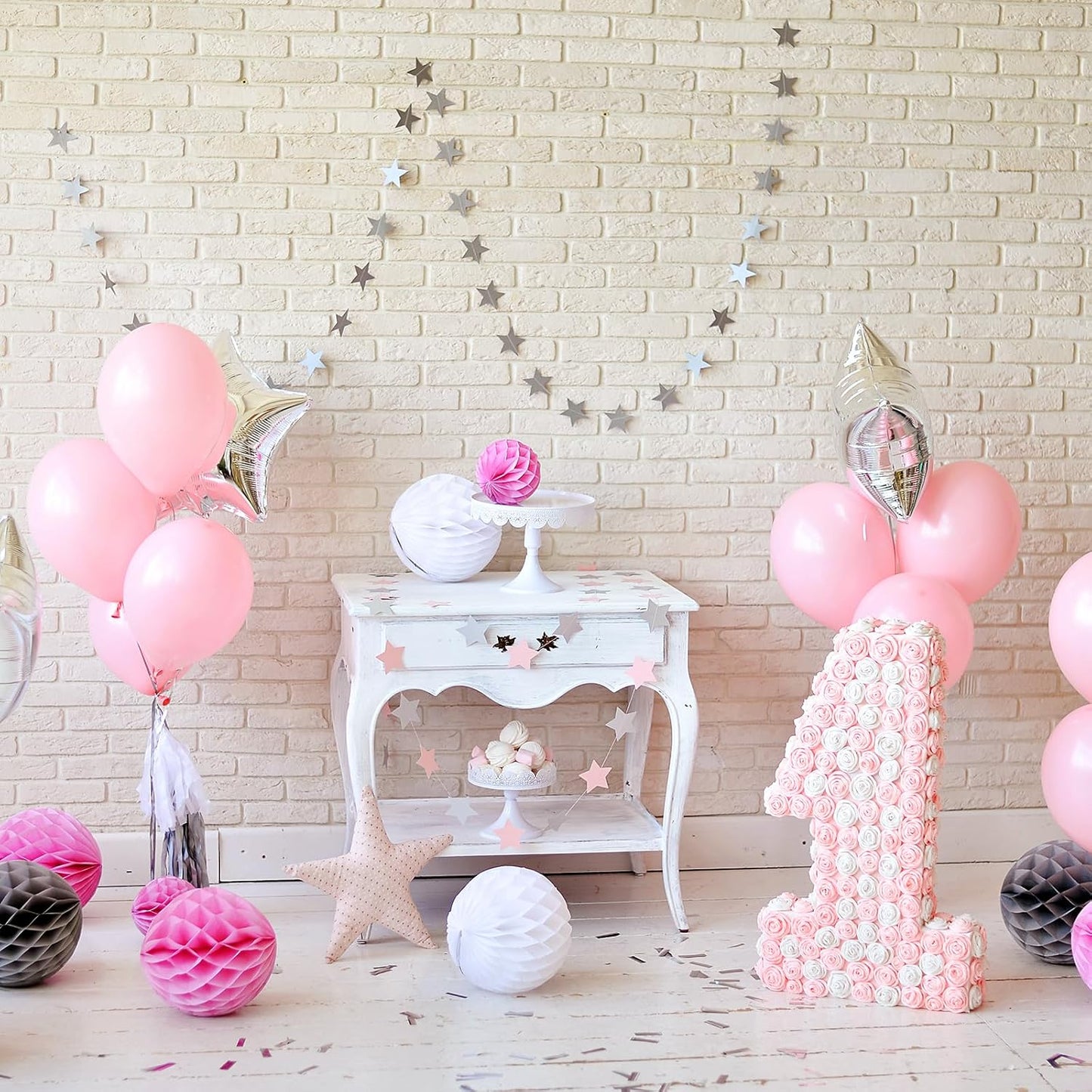 uxcell 8 Pcs Honeycomb Balls, 8" Dia Honeycomb Flower Paper Pom Poms Paper Flowers Crafts for DIY Crafting Home Decor Birthday Christmas Party, Peach Pink
