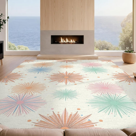 Design&I 4'x6' Smooth Finish Geometric Geometric Washable Mat, Peach Flatweave & Snag-Free Daily Traffic Ready Throw Rug for Dorm Room, Small Living Room, Apartment | 2299719