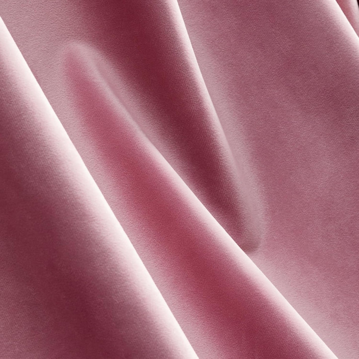 Velvet Pink Color Shower Curtain Pink Color Pleuche Thicken Soft Smooth Pleuche for Bathroom Shower Curtain 78X78 Inches-12Pcs Gold Metal Hooks