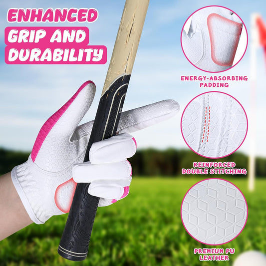 Kids Golf Glove, Left Hand Youth Golf Glove for Junior Toddler, Durable & Breathable, Great Gift for Boys Girls