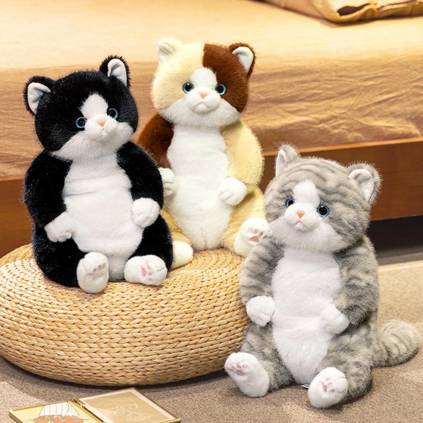PEACH CAT Cat Stuffed Animal 14" Cute Kitten Plushies Soft Plush Toys Gifts for Kids Brown