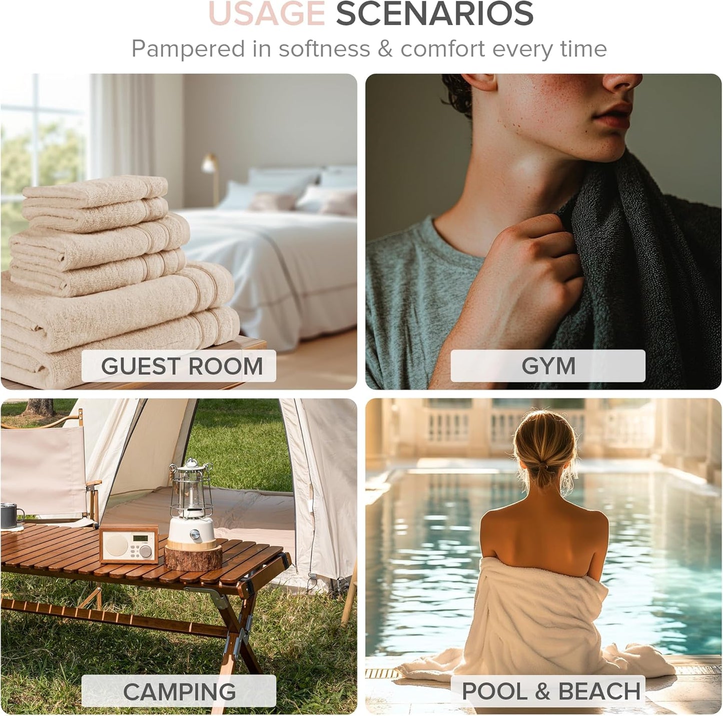 Comfort Spaces Luxury Bath Towel Set - 6 Piece - 2 Bath, 2 Hand, 2 Washcloth - Pink - Cotton - Quick Dry - Soft - Lightweight - Blush