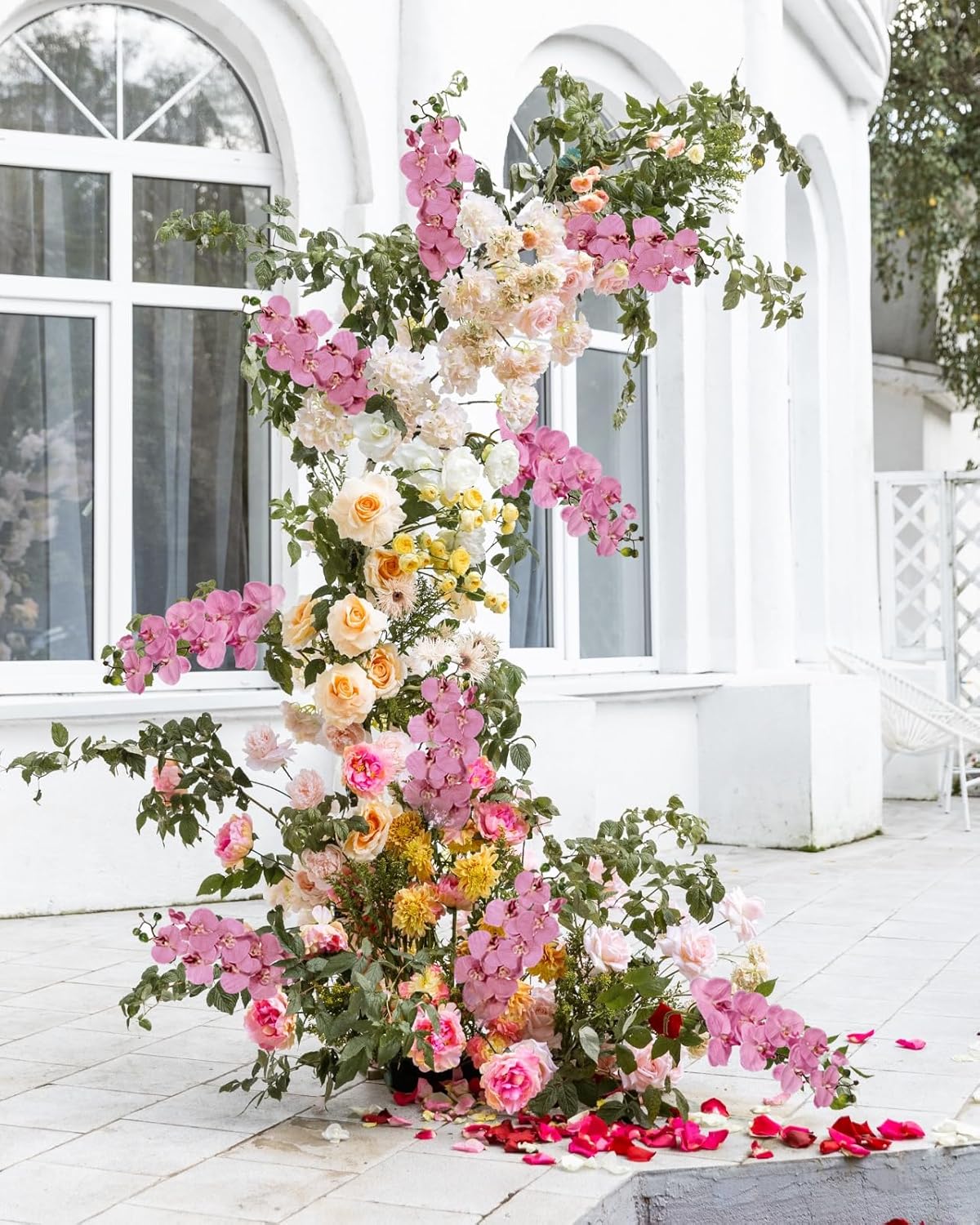 IPOPU 40.16" Pink Orchid Artificial Flowers 5PCS Fake Silk Orchids Faux Orchid Stems Phalaenopsis Branches for Tall Vase for Bridal Shower Home Party Wedding Decoration (Pink)