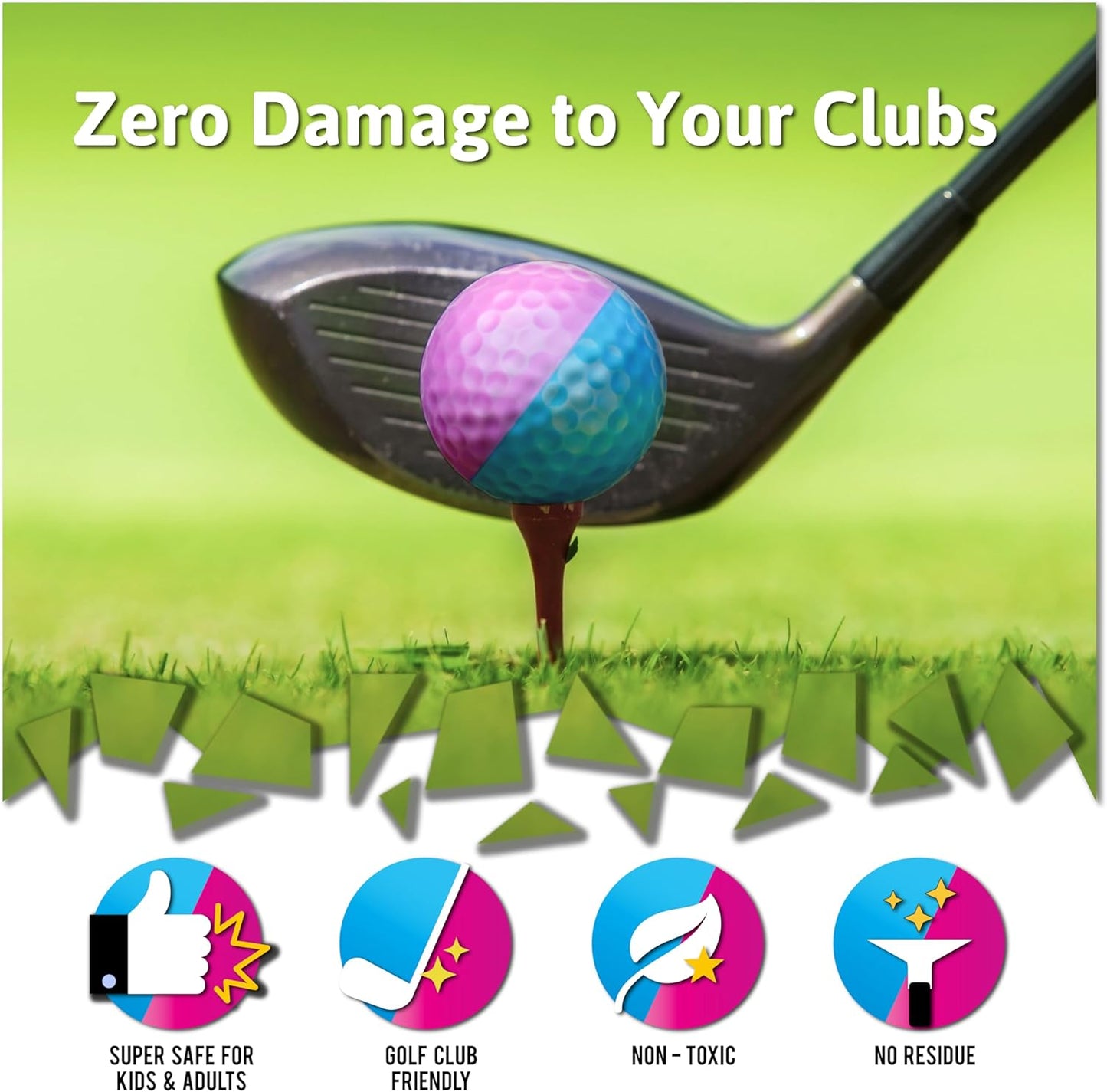 Party Smith Gender Reveal Golf Ball (2 Pack) - Exploding Golf Balls with Pink and Blue Powder for Team Baby Boy or Girl - Decorations Ideas Gifts Games Stuff - Globos para Revelacion De Sexo De Bebe