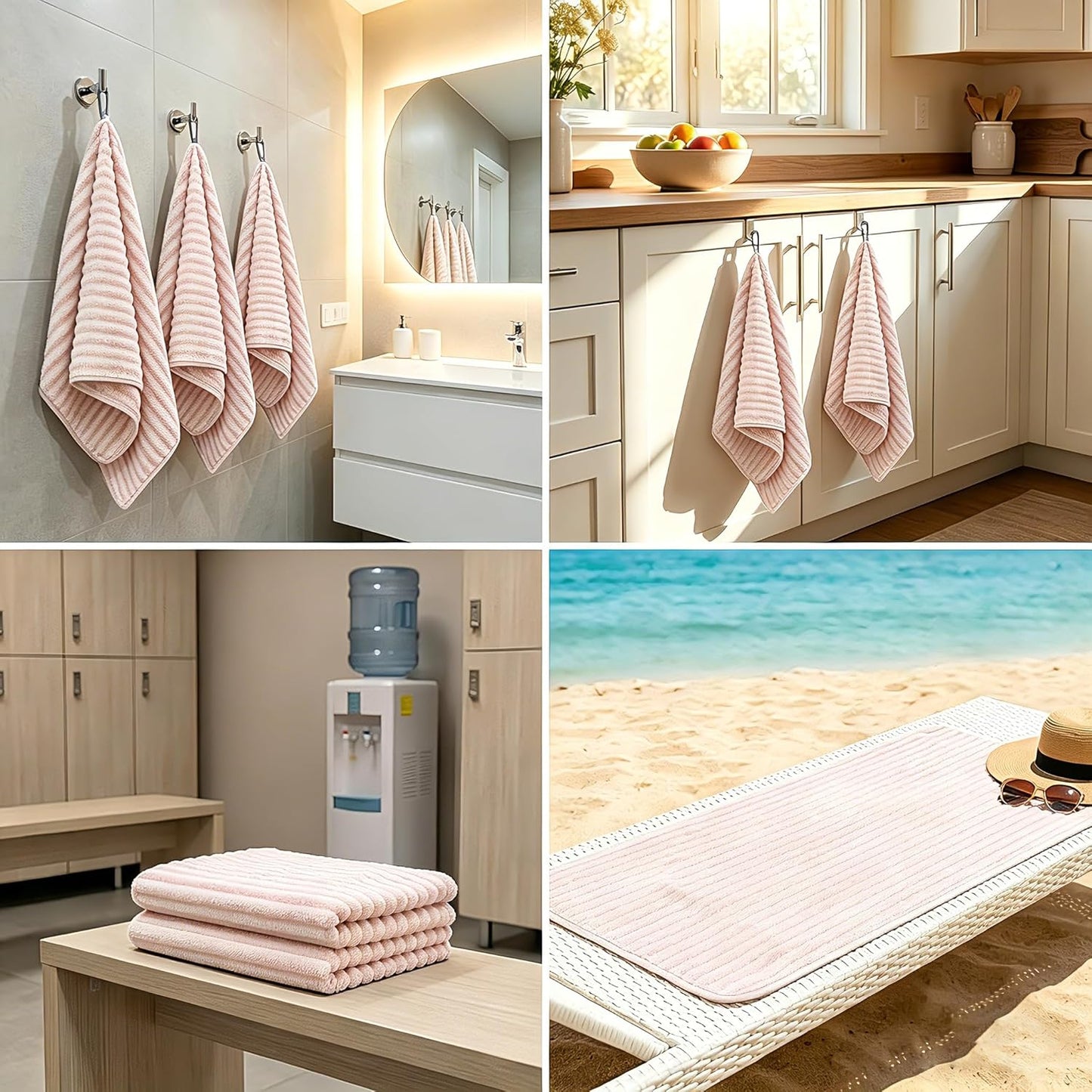 4PCS Pink Microfiber Hand Towels for Bathroom Christmas Decorations Quick Dry Small Towel Set Bathroom Kitchen 14 x29.6inch