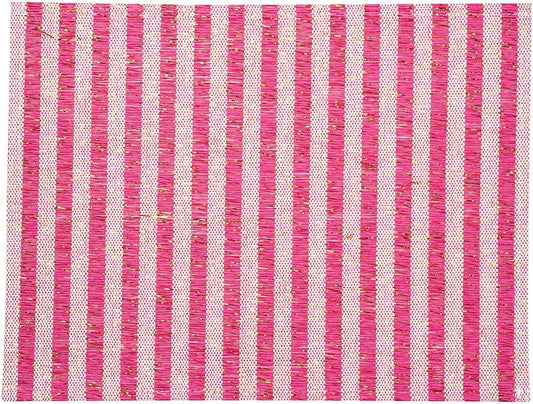 Restaurantware 16 x 12 Inch Dining Table Placemats Set Of 6 Rectangle Kitchen Table Mats - Pink Stripes Easy To Clean Pink Plastic Striped Placemats Wipeable Durable