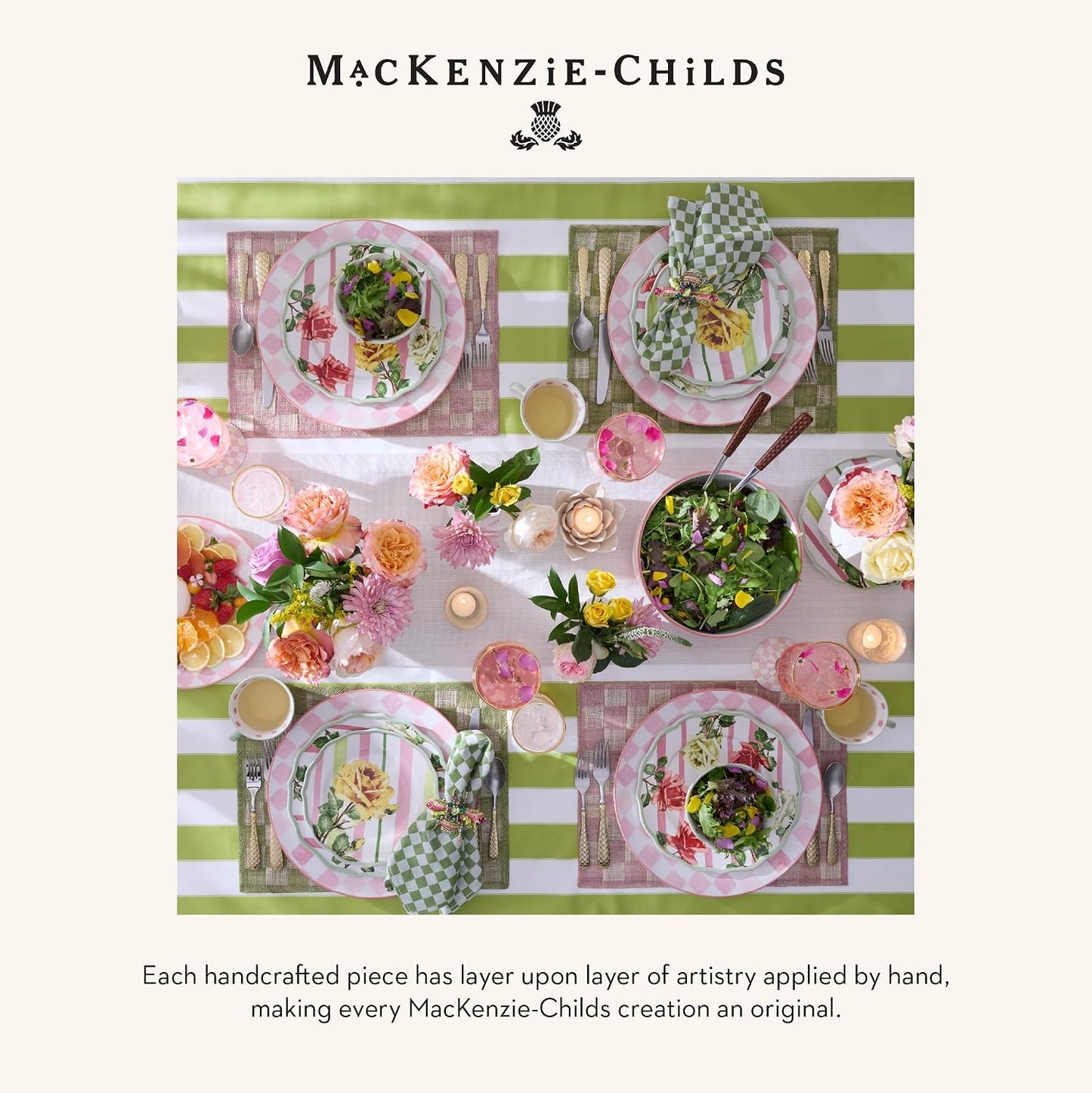 MACKENZIE-CHILDS Set of 4 Sinamay Placemats, Durable Woven Table Mats, Pink