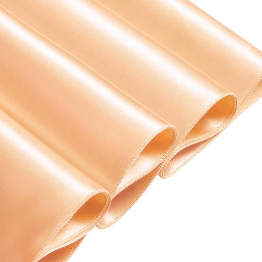 1 Pack Square Satin Table Cover Silkly Soft Table Cloth, Satin Dining Table Cloths for Wedding Banquet Table Decoration, Dining Room, Indoor and Outdoor Use, 52 x 52 Inches, Peach