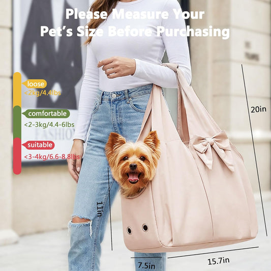 Dog Purse Carrier for Small Dogs and Cats, Soft-Sided Puppy Tote Bag Under 15 lbs, Lightweight Pet Carrier with 4 Pockets, Smart Zipper Lock, Pet Travel Bag for Travel Outdoor(Pink)