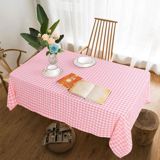 DUOBAO Pink Tablecloth Square 54x54 Checkered Table Cloth Buffalo Plaid Checked Tablecloth Fabric 54-Inch Outdoor Pink and White Picnic Gingham Tablecloths for Kitchen BBQs Birthday and Parties