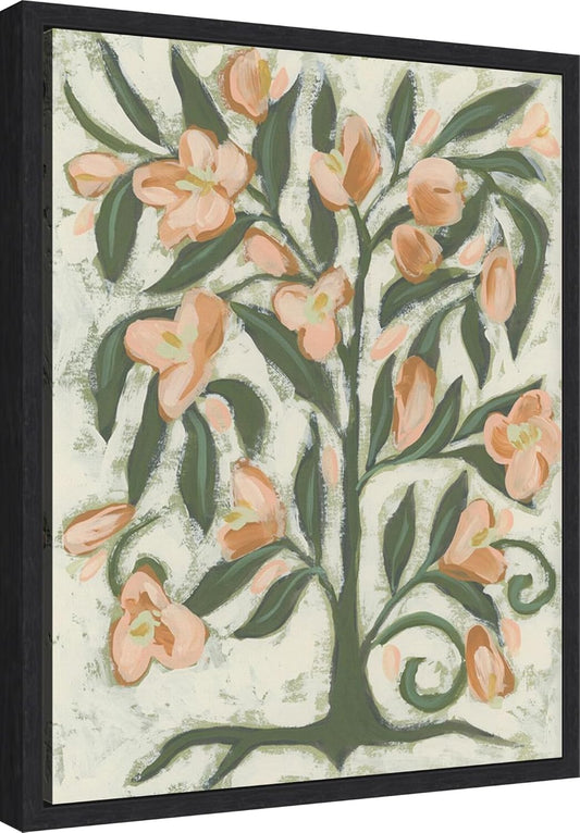 Amanti Art Framed Canvas Wall Art 20x16 Folk Peach Blossoms I by June Erica Vess, Framed Wall Art Canvas, Flowers Artwork, Modern Decor, Small Poster Painting for Living Room, Bedroom, Bathroom,