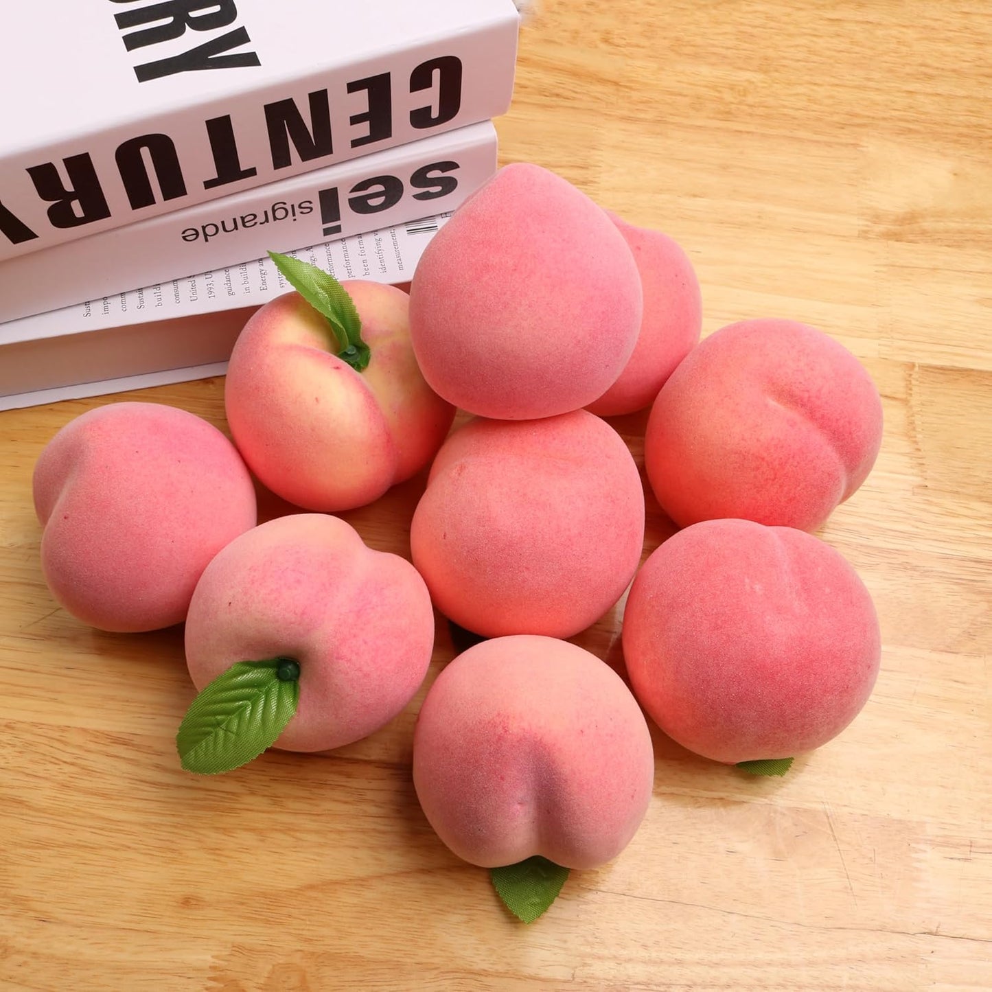 Caihao 6PCS Artificial Fruits, Foam Peaches, Decorative Fruits and Pink Peaches are Lifelike and Very Suitable for Counters, Glass Jars, Dining Tables and Christmas Home Decorations.