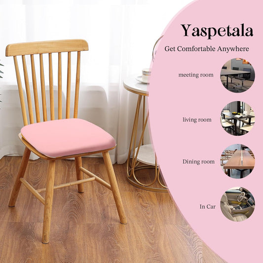 Non-Slip Pink Square Seat Cushions Set of 2 - Comfortable Chair Pads with Removable Cover (15"x15"x1.7") for Kitchen, Office, Car & Indoor Use