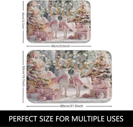 Floral Quick Dry Bath Mat, Elegant Peach Roses Design Non Slip Shower Mat, Spring Decorative Flannel Washable Bath Rugs for Bathroom Toilet Restroom 16x24 Inch