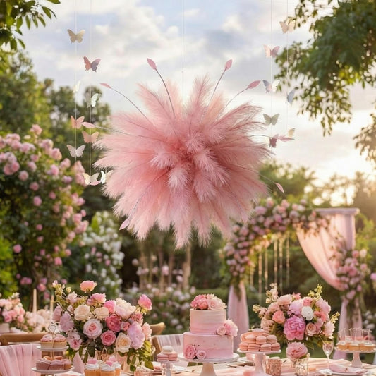 Pink Pampas Grass Party Decoration for Wedding Home Fireworks Design DIY Artificial Pampas Grass Hanging Decoration for DIY Crafts Bedroom Wedding Bridal Shower Cafe Shop Photo Props